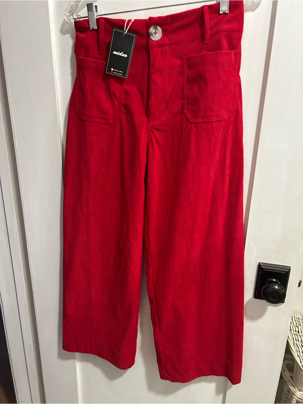 Miikasa Red Corduroy Wide-Leg Men’s Pants